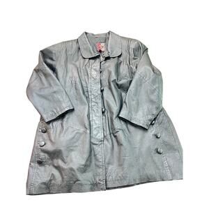 Vintage G III Women's Black 100% Leather coat trench Jacket Size 3X